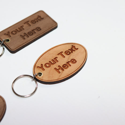 Personalized Wooden Keychain Tag - Add Your Text
