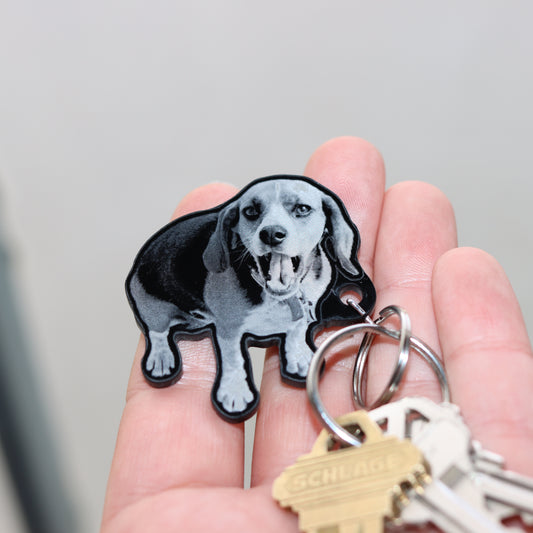Custom Engraved Photorealistic Acrylic Keychain Tag - Upload Your Photo/Design
