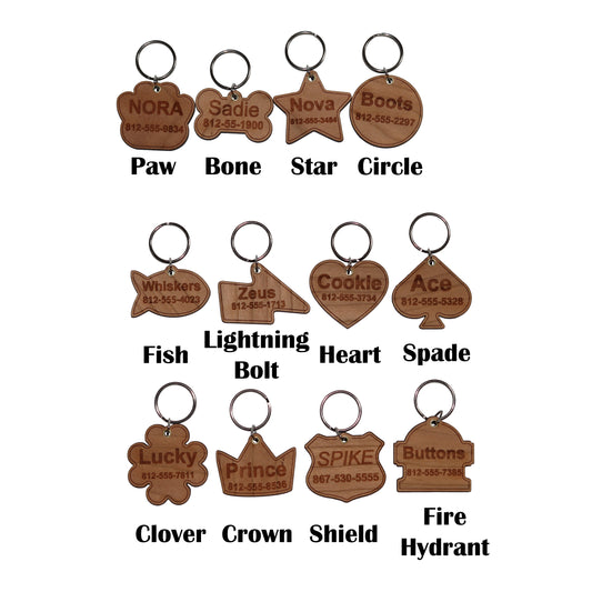 Personalized Engraved Wooden Pet Tag - Add Your Text