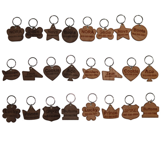 Personalized Engraved Wooden Pet Tag - Add Your Text